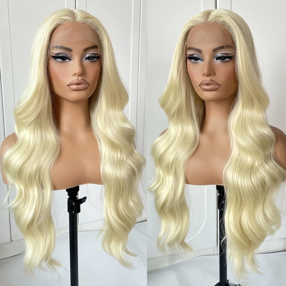 Popular women's middle-parted long hair wavy hairpiece headgear